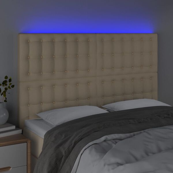 vidaXL Čelo postele s LED kr&eacute;mov&eacute; 144x5x118/128 cm textil