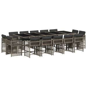 vidaXL 15d&iacute;ln&yacute; zahradn&iacute; j&iacute;deln&iacute; set s podu&scaron;kami &scaron;ed&yacute; polyratan