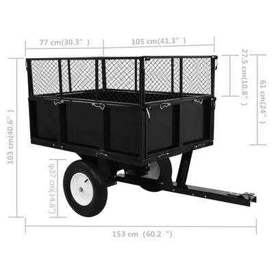 vidaXL Sklápěcí přívěsný vozík pro zahradní sekačku nosnost 300 kg