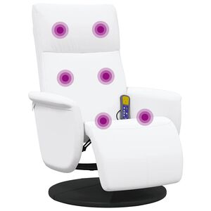 vidaXL Mas&aacute;žn&iacute; polohovac&iacute; křeslo s podnožkou b&iacute;l&eacute; uměl&aacute; kůže