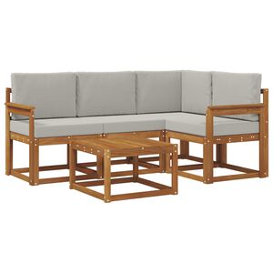 vidaXL Venkovn&iacute; pohovkov&aacute; souprava 5 pcs Př&iacute;rodn&iacute; a světle &scaron;ed&aacute;