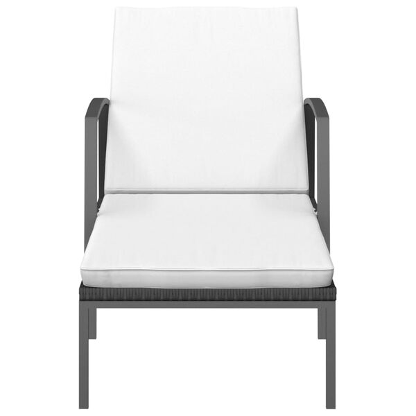 vidaXL Zahradní lehátko s poduškou polyratan černé