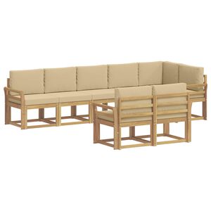 vidaXL Venkovn&iacute; pohovkov&aacute; souprava 8 pcs B&iacute;l&aacute; a b&eacute;žov&aacute; Polyester