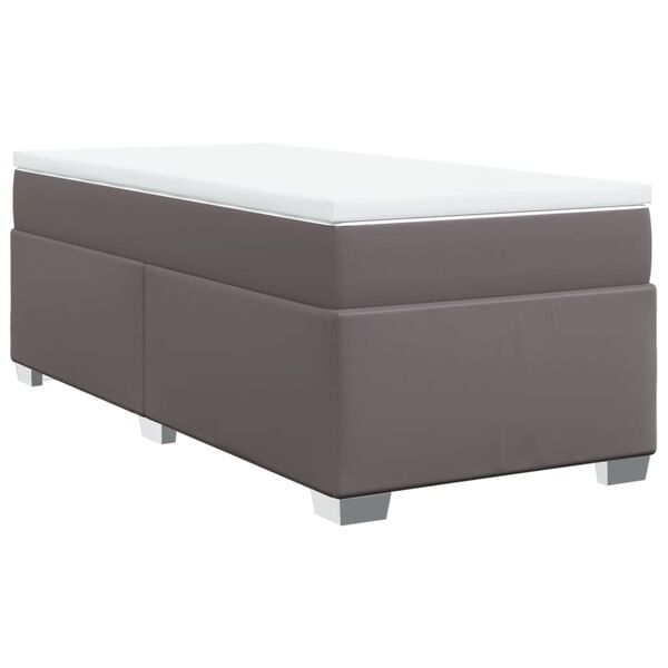 vidaXL Box spring postel s matrací šedá 80 x 200 cm umělá kůže