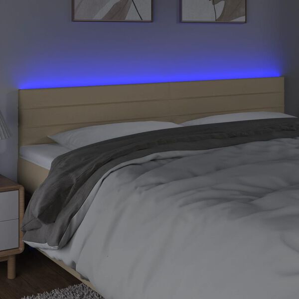 vidaXL Čelo postele s LED kr&eacute;mov&eacute; 160x5x78/88 cm textil
