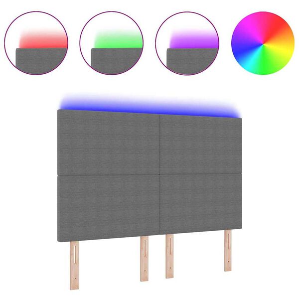 vidaXL LED hlavov&aacute; deska N&aacute;stěnn&yacute; s čelo Světle &scaron;ed&aacute; 144 cm textil