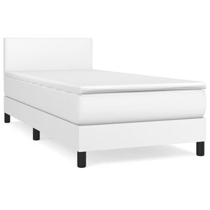 vidaXL Box spring postel s matrac&iacute; b&iacute;l&aacute; 90x190 cm uměl&aacute; kůže