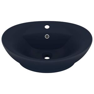 vidaXL Luxusn&iacute; umyvadlo přepad ov&aacute;ln&eacute; tmavě modr&eacute; 58,5x39 cm keramika