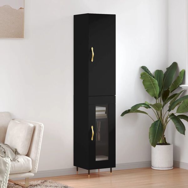 vidaXL Skř&iacute;ň highboard čern&aacute; 34,5 x 34 x 180 cm kompozitn&iacute; dřevo