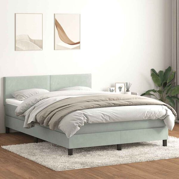 vidaXL Box spring postel s matrac&iacute; světle &scaron;ed&aacute; 140x210 cm samet