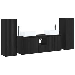 vidaXL Sada koupelnov&eacute;ho n&aacute;bytku 5 ks Čern&aacute; 33 x 34,5 x 100 cm