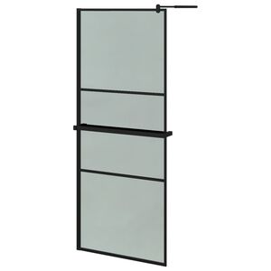 vidaXL Z&aacute;stěna do průchoz&iacute; sprchy s polic&iacute; čern&aacute; 80x195 cm ESG/hlin&iacute;k