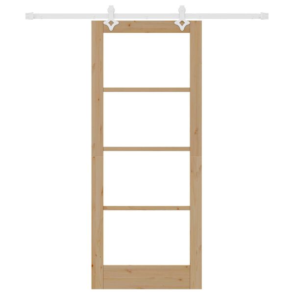 vidaXL Posuvn&eacute; dveře Př&iacute;rodn&iacute; 83 x 202 cm Masivn&iacute; borov&eacute; dřevo a sklo