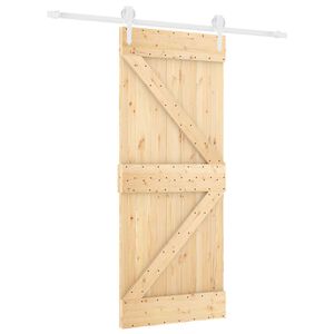 vidaXL Posuvn&eacute; dveře Př&iacute;rodn&iacute; a b&iacute;l&aacute; 85 x 210 cm Masivn&iacute; borov&eacute; dřevo