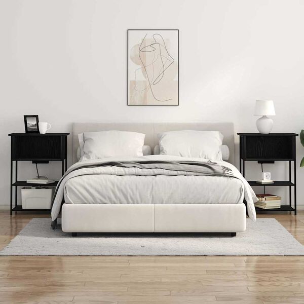 vidaXL Nočn&iacute; skř&iacute;ňka Čern&yacute; dub 55 x 31 x 76 cm kompozitn&iacute; dřevo