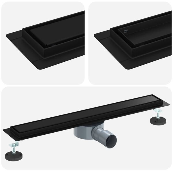 vidaXL Sprchov&yacute; odtok 2 v 1 s 360&deg; sifonem Čern&aacute; 60 cm