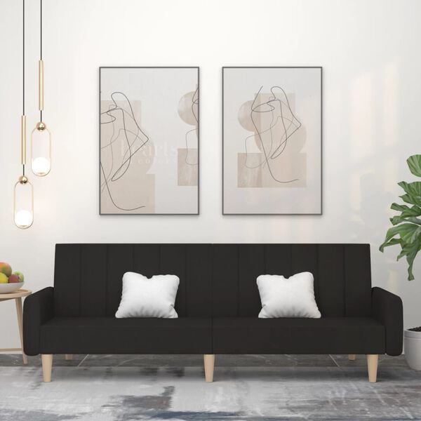 vidaXL 2m&iacute;stn&aacute; rozkl&aacute;dac&iacute; pohovka čern&aacute; textil