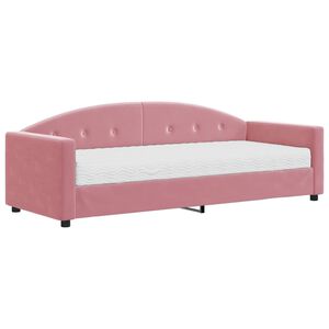 vidaXL V&aacute;lenda s matrac&iacute; růžov&aacute; 80 x 200 cm samet