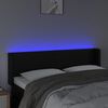 vidaXL Čelo postele s LED čern&eacute; 147 x 16 x 78/88 cm uměl&aacute; kůže