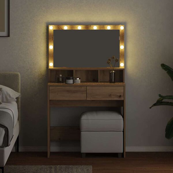 vidaXL Kosmetick&yacute; stůl se z&aacute;suvkou Artisanov&yacute; dub 80 x 41 x 134,5 cm