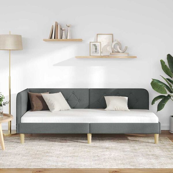 vidaXL Rohov&yacute; r&aacute;m postele s čelo Tmavě &scaron;ed&aacute; 80 x 200 cm textil