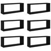 vidaXL N&aacute;stěnn&eacute; obd&eacute;ln&iacute;kov&eacute; police 6 ks čern&eacute; 60 x 15 x 23 cm kompozit