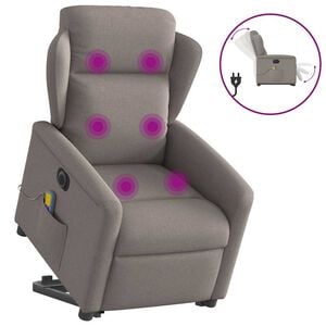 vidaXL Elektrick&eacute; zvedac&iacute; mas&aacute;žn&iacute; polohovac&iacute; křeslo taupe textil
