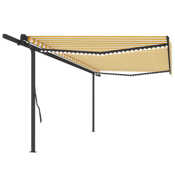 vidaXL Automatick&aacute; mark&yacute;za LED a senzor větru 5 x 3,5 m žlutob&iacute;l&aacute;