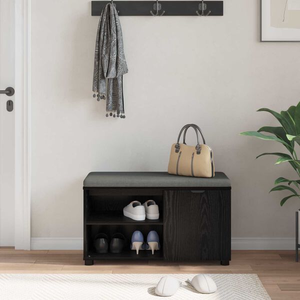 vidaXL Chodbičkov&aacute; lavice s pol&scaron;t&aacute;řem Čern&yacute; Dub 80 x 38 x 46 cm