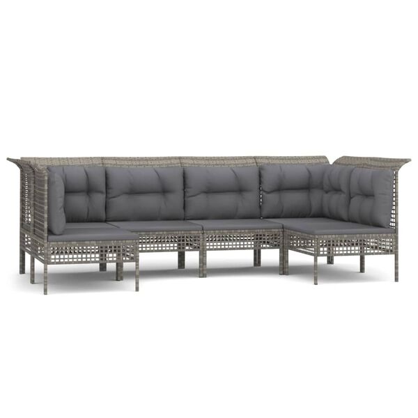 vidaXL 6d&iacute;ln&aacute; zahradn&iacute; sedac&iacute; souprava s podu&scaron;kami &scaron;ed&aacute; polyratan