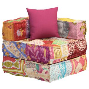 vidaXL Modul&aacute;rn&iacute; pouf s pol&scaron;t&aacute;řem patchwork textil