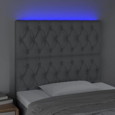 vidaXL Čelo postele s LED světle šedé 80x7x118/128 cm textil