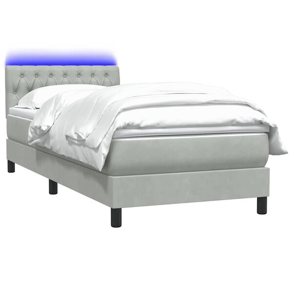vidaXL Box spring postel s matrac&iacute; a LED světle &scaron;ed&aacute; 80x220 cm samet