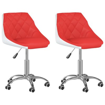 vidaXL Otočné jídelní židle 2 ks červenobílé umělá kůže