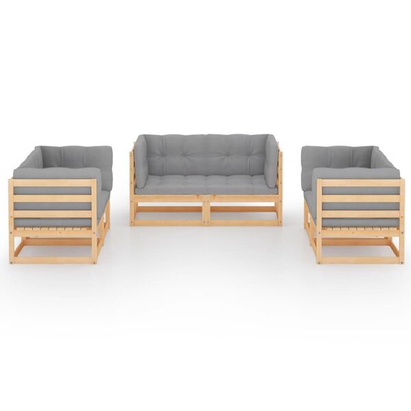 vidaXL 6dílná zahradní sedací souprava s poduškami masivní borovice