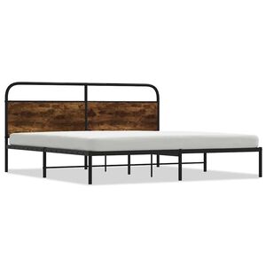 vidaXL Kovov&yacute; r&aacute;m postele bez matrace kouřov&yacute; dub 180 x 200 cm