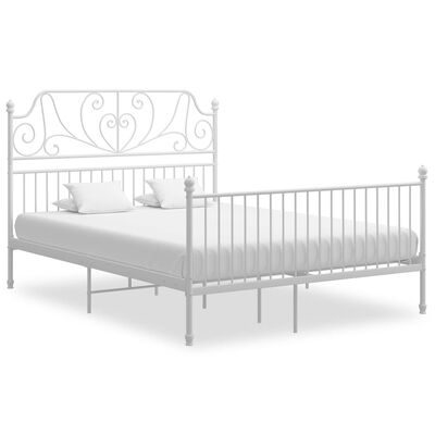 vidaXL Rám postele bílý kov 160 x 200 cm
