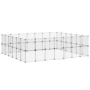 vidaXL 52panelov&aacute; ohr&aacute;dka pro zv&iacute;řata s dv&iacute;řky čern&aacute; 35 x 35 cm ocel