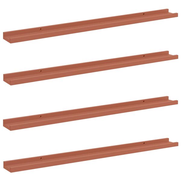 vidaXL N&aacute;stěnn&aacute; polička 4 pcs Červen&aacute; 100 x 9 x 3 cm kompozitn&iacute; dřevo