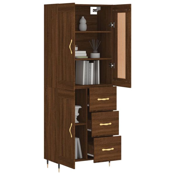vidaXL Skř&iacute;ň highboard hněd&yacute; dub 69,5 x 34 x 180 cm kompozitn&iacute; dřevo