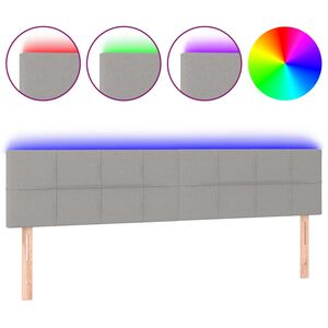 vidaXL Čelo postele s LED světle &scaron;ed&eacute; 180x5x78/88 cm textil