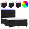 vidaXL Box spring postel s matrac&iacute; a LED čern&aacute; 140x200 cm samet