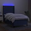 vidaXL Box spring postel s matrací a LED modrá 80 x 200 cm textil