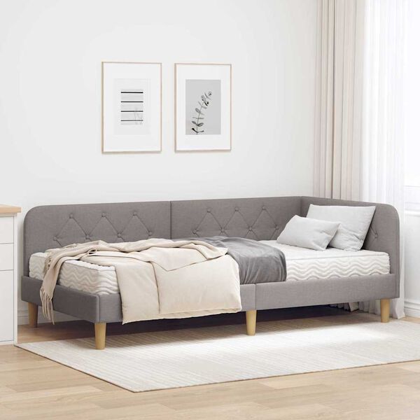 vidaXL Rohov&yacute; r&aacute;m postele s matrac&iacute; s čelo Taupe 100 x 200 cm textil
