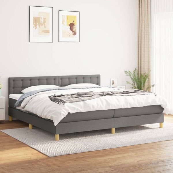 vidaXL Box spring postel s matrac&iacute; tmavě &scaron;ed&aacute; 200x200 cm textil