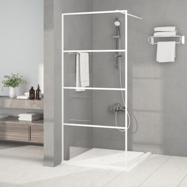 vidaXL Sprchov&aacute; z&aacute;stěna walk-in b&iacute;l&aacute; 90 x 195 cm čir&eacute; ESG sklo