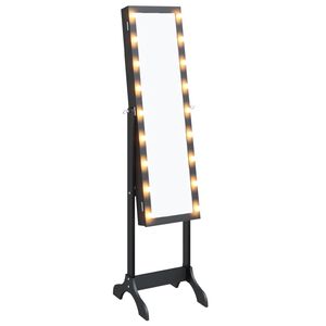 vidaXL Volně stoj&iacute;c&iacute; zrcadlo s LED čern&eacute; 34 x 37 x 146 cm