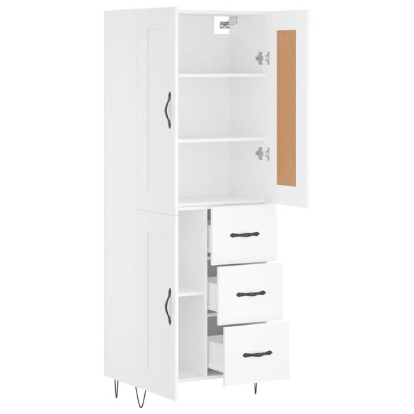 vidaXL Skř&iacute;ň highboard b&iacute;l&aacute; 69,5 x 34 x 180 cm kompozitn&iacute; dřevo