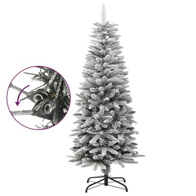 vidaXL Umělý úzký vánoční stromek se sněhem 120 cm PVC a PE