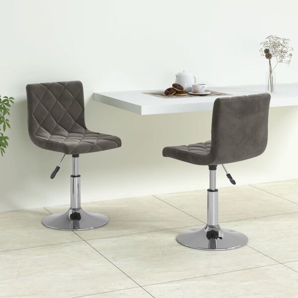 vidaXL Otočn&eacute; j&iacute;deln&iacute; židle 2 ks tmavě &scaron;ed&eacute; samet